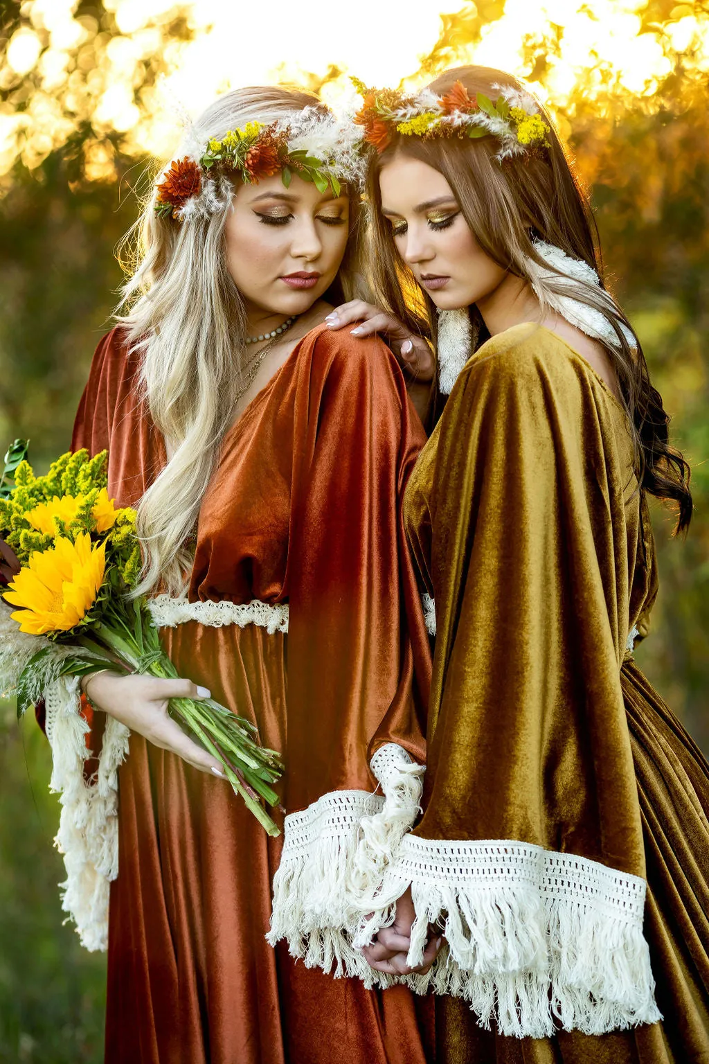"Delores" - Mustard- Beautiful velvet boho inspired gown - (TEEN-ADULT)