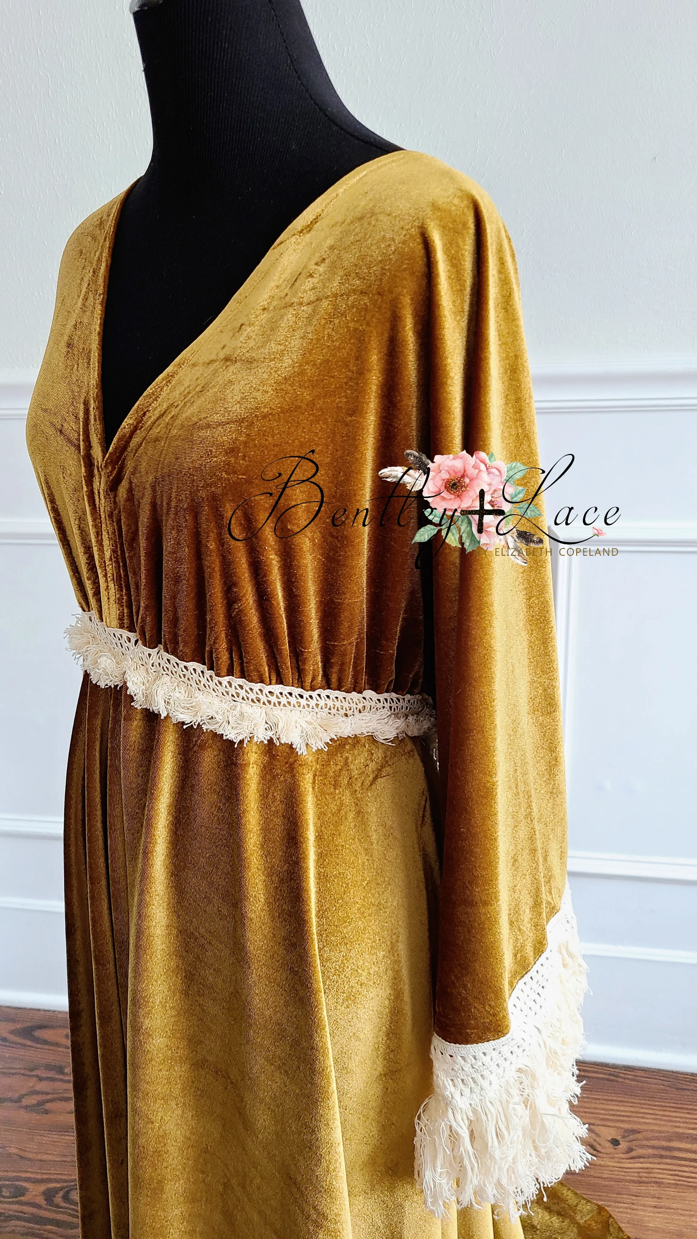 "Delores" - Mustard- Beautiful velvet boho inspired gown - (TEEN-ADULT)
