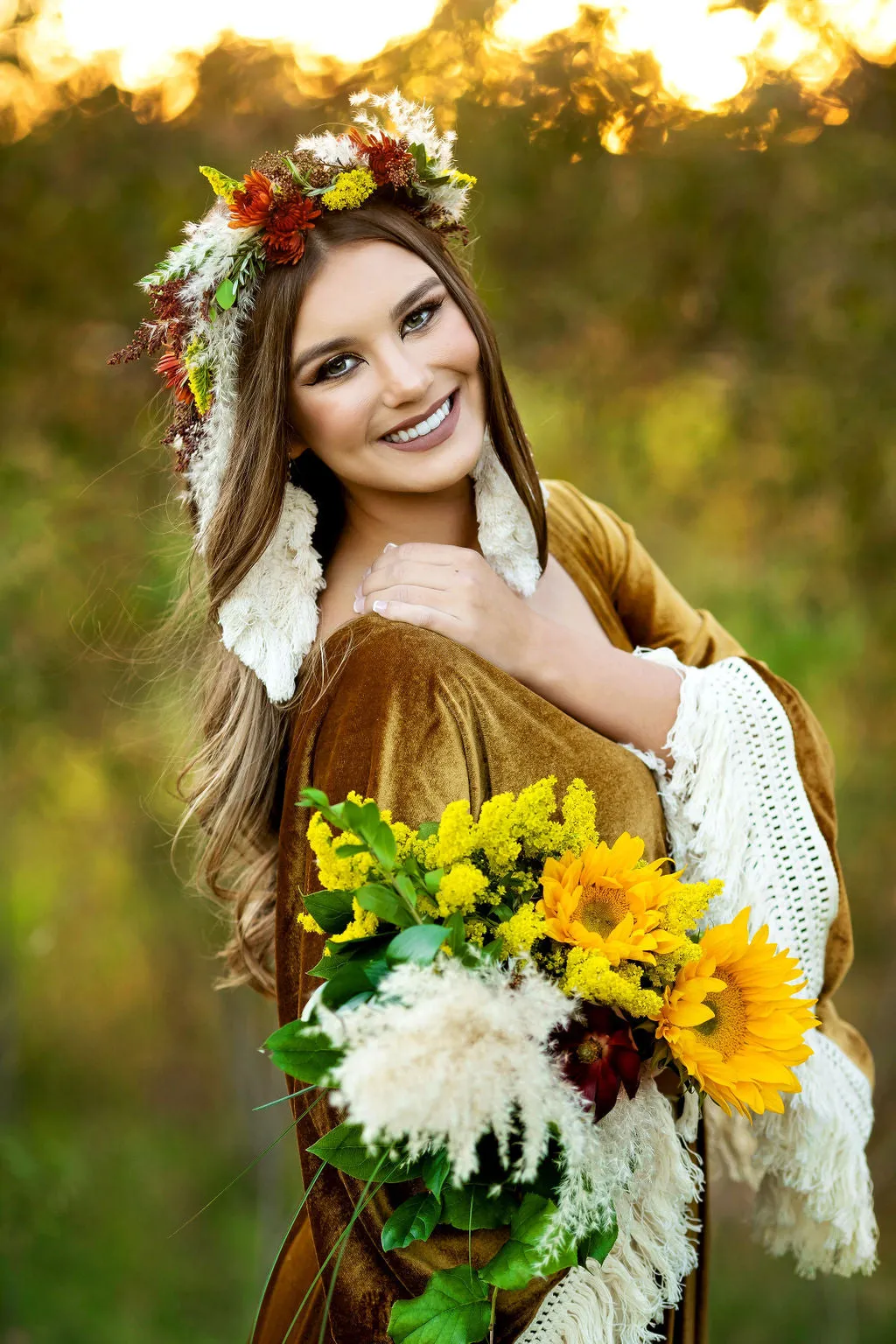 "Delores" - Mustard- Beautiful velvet boho inspired gown - (TEEN-ADULT)