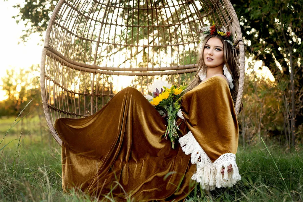 "Delores" - Mustard- Beautiful velvet boho inspired gown - (TEEN-ADULT)