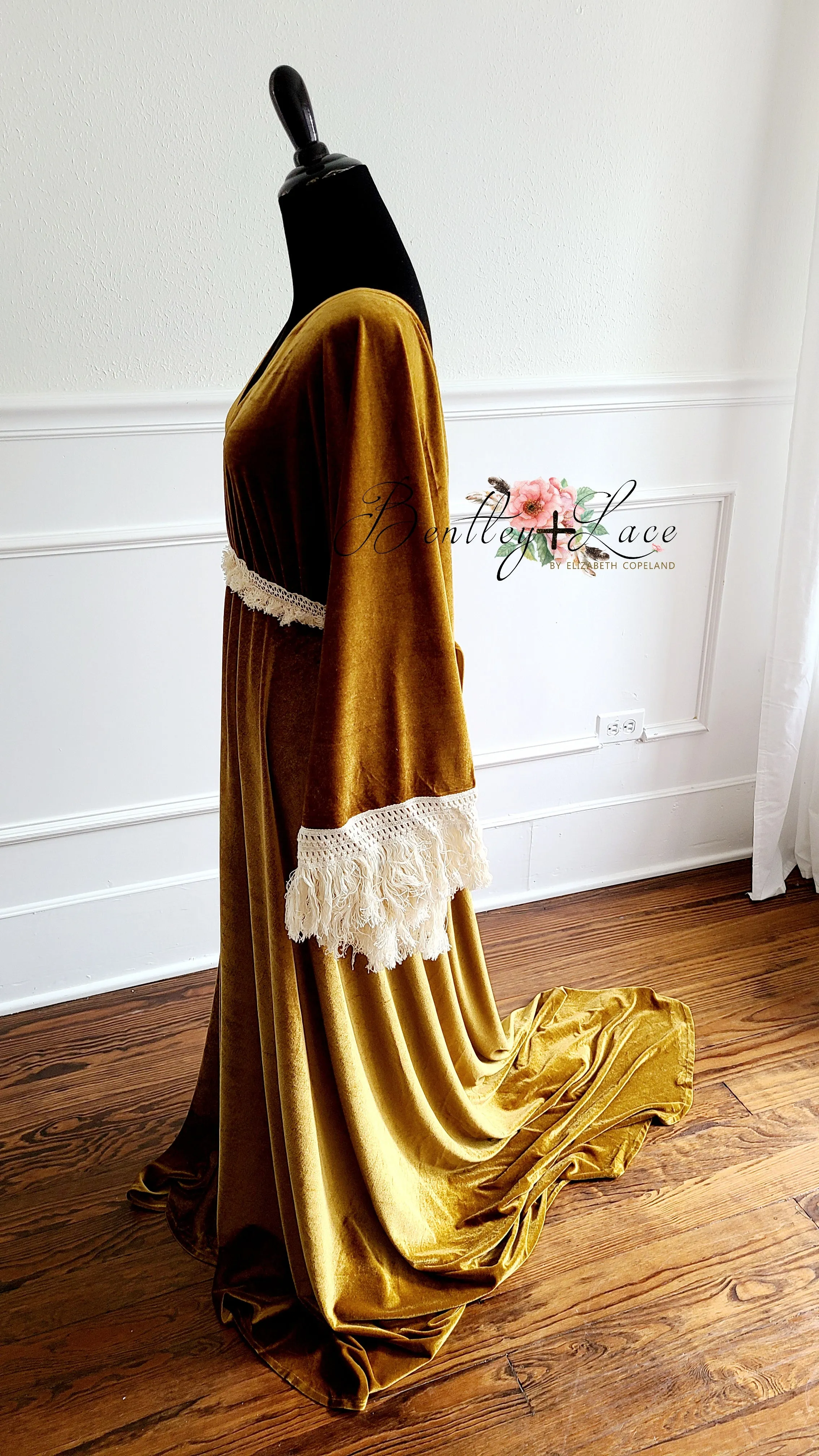 "Delores" - Mustard- Beautiful velvet boho inspired gown - (TEEN-ADULT)