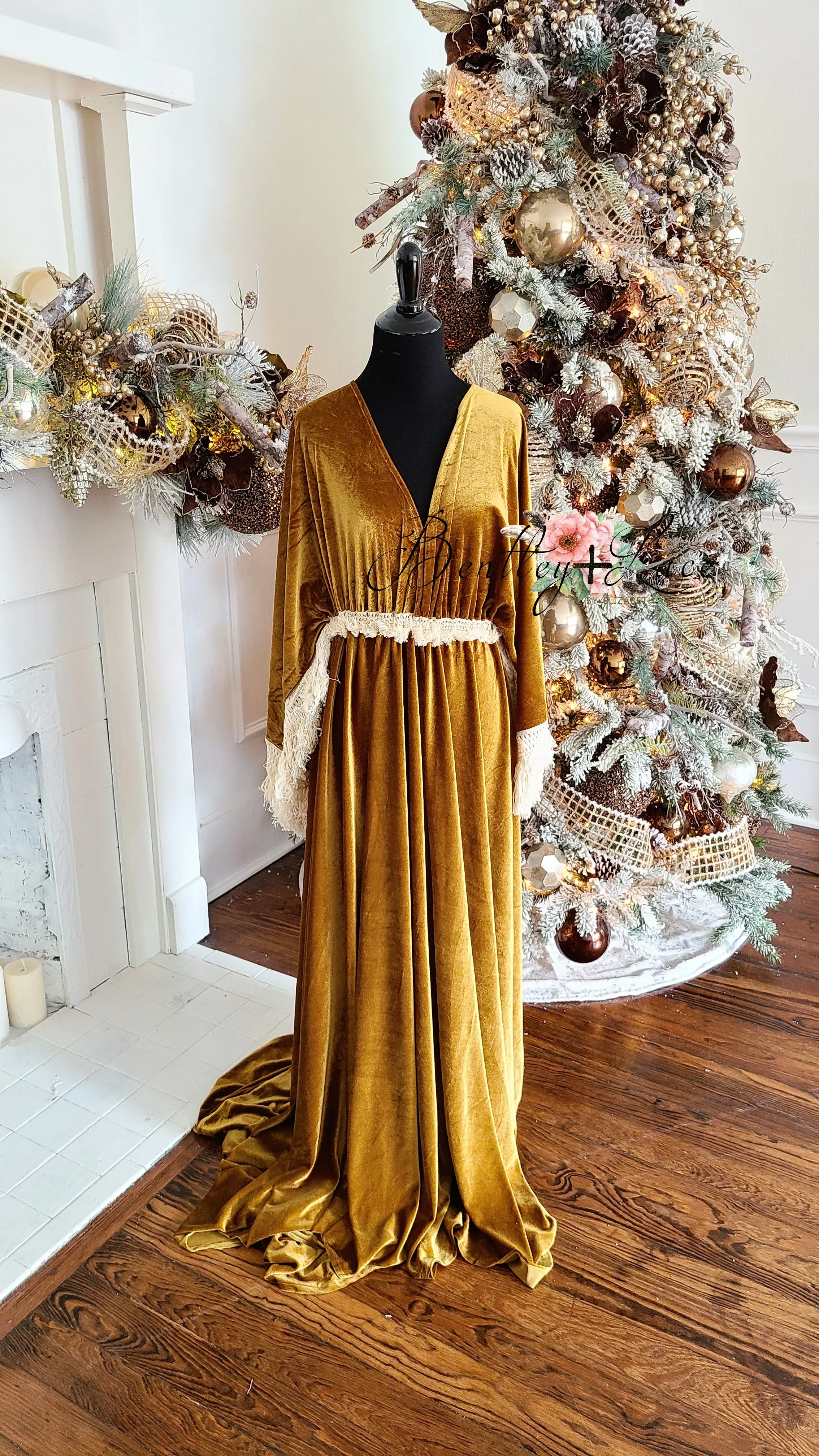 "Delores" - Mustard- Beautiful velvet boho inspired gown - (TEEN-ADULT)
