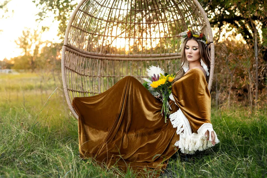 "Delores" - Mustard- Beautiful velvet boho inspired gown - (TEEN-ADULT)
