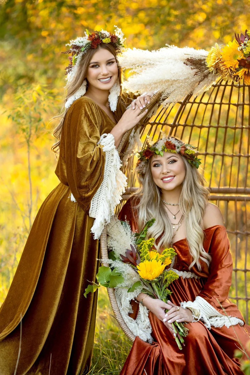 "Delores" - Mustard- Beautiful velvet boho inspired gown - (TEEN-ADULT)