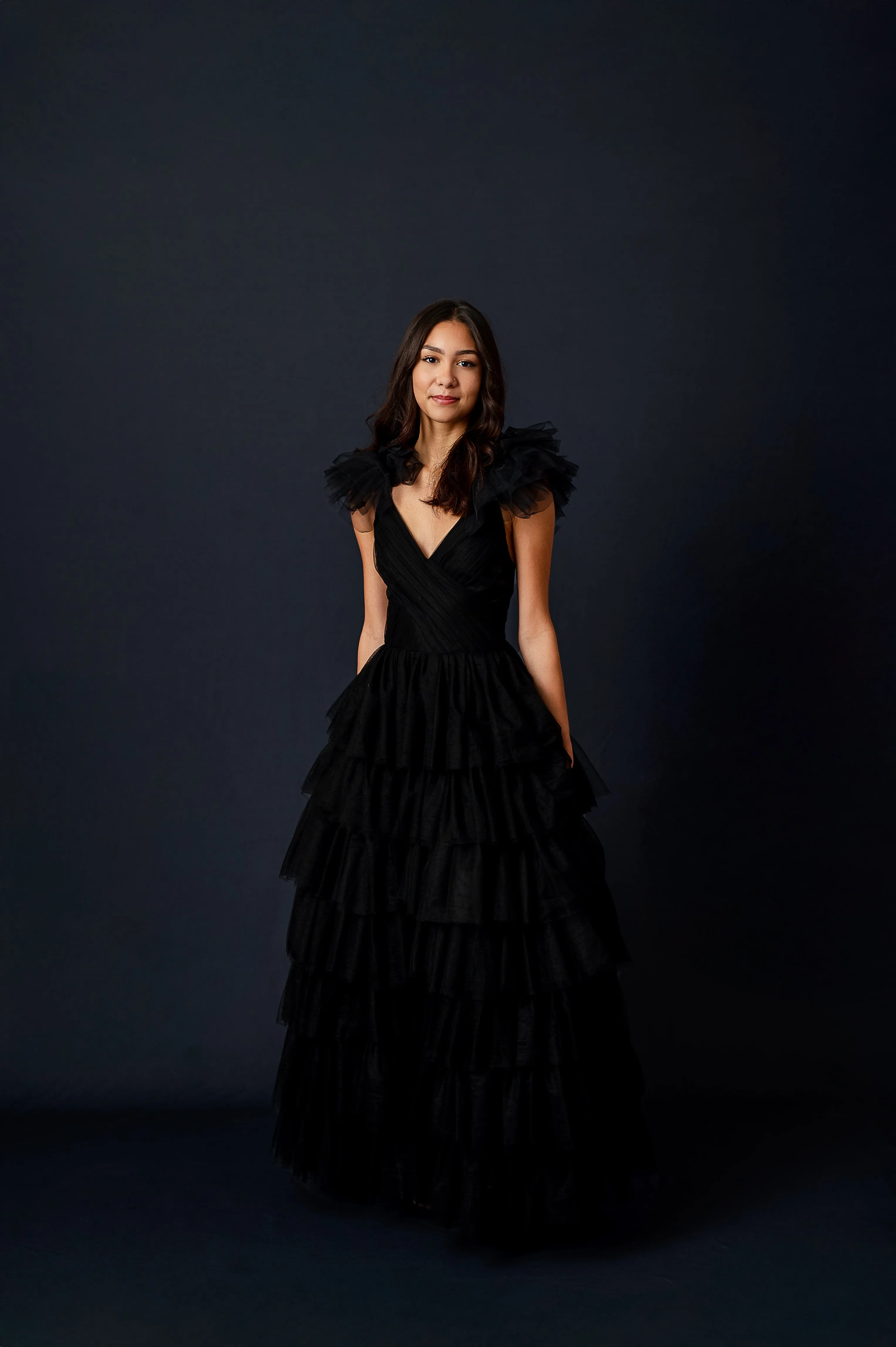 "Noir Reverie" Couture Floor-Length Gown in Black (Fits Ages 10 - Petite 14)