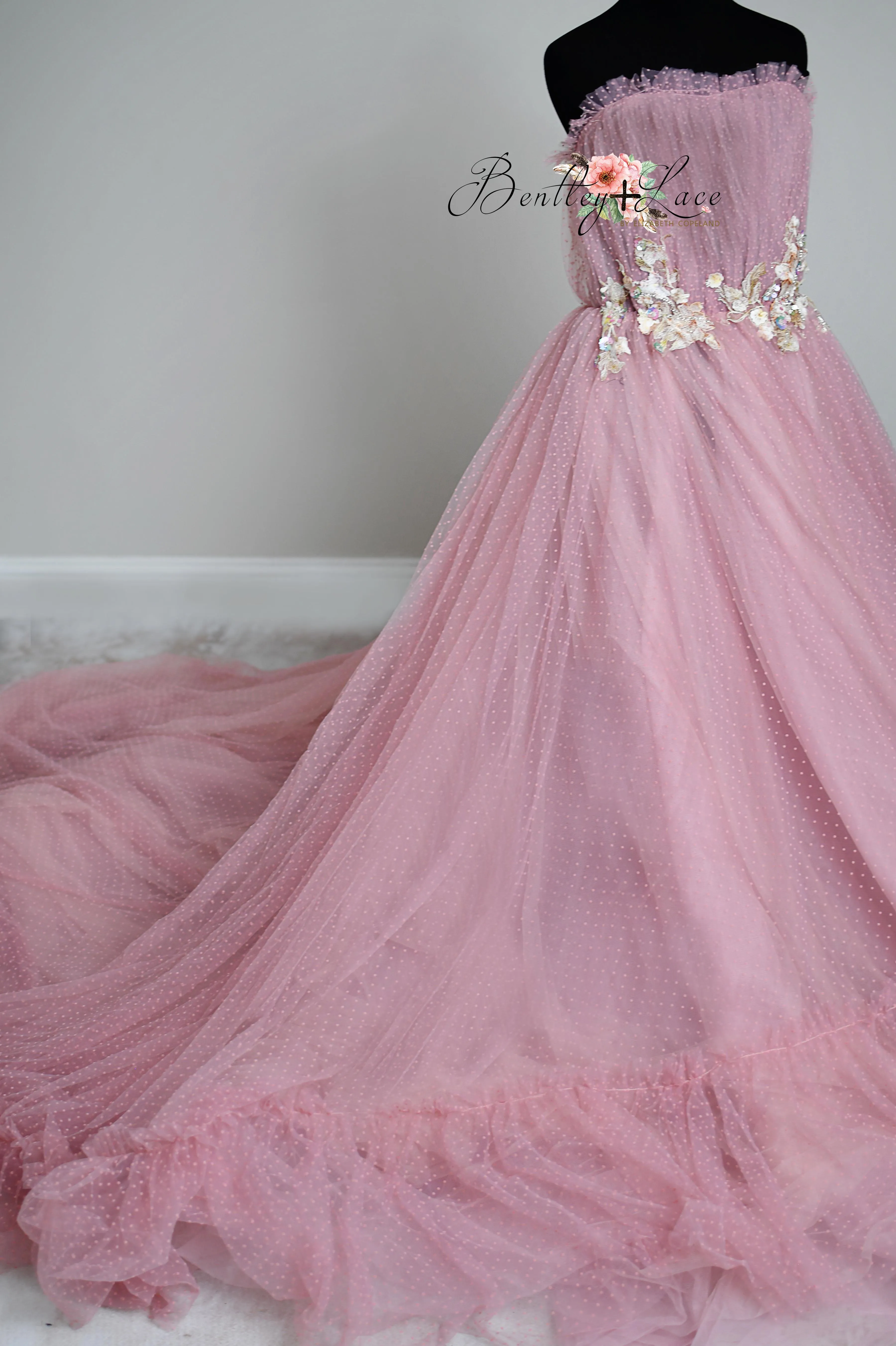 "ROSE PRINTEMPS" dotted Floor length gown  (Adult 2 - Adult 6)