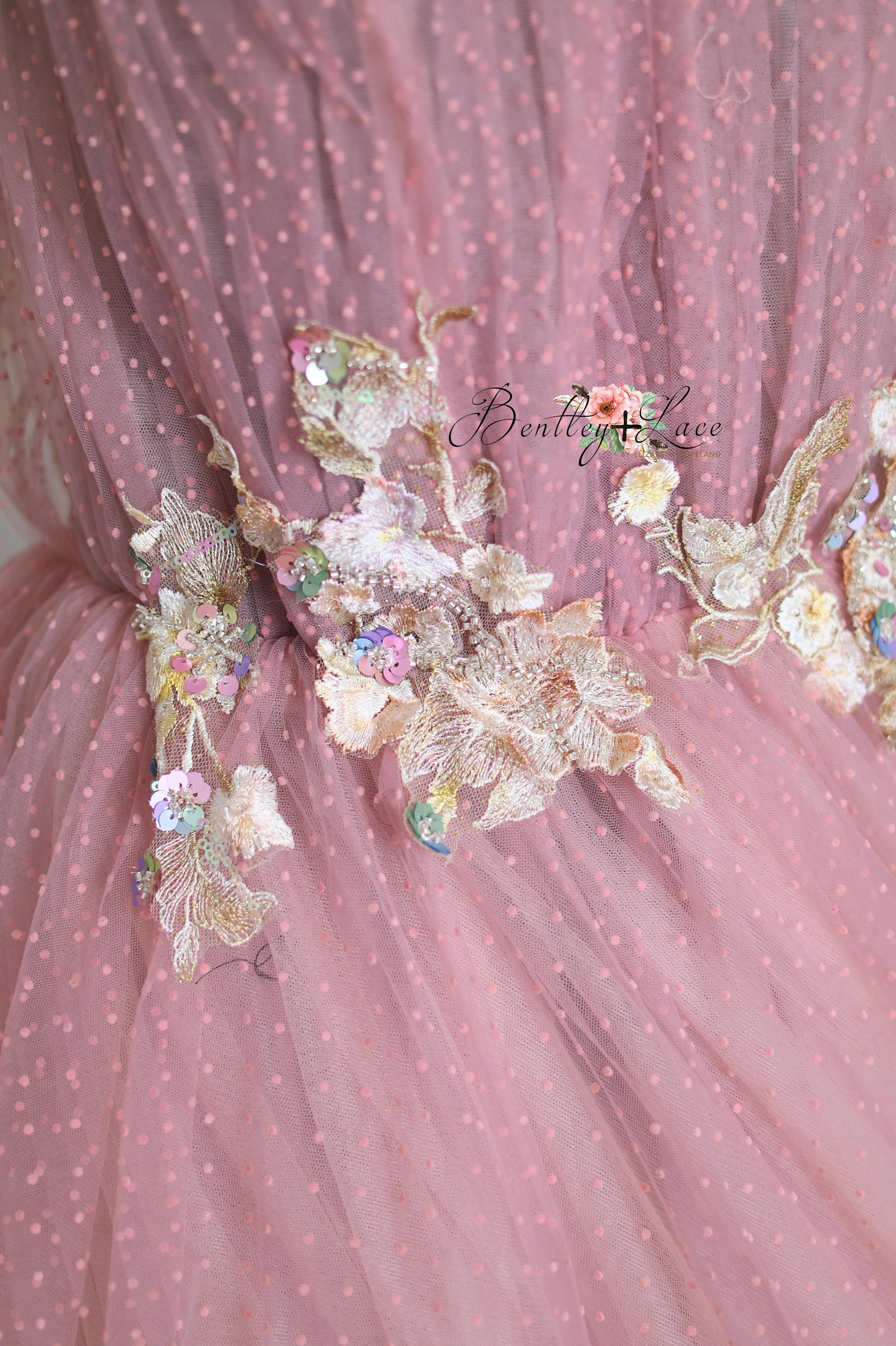 "ROSE PRINTEMPS" dotted Floor length gown  (Adult 2 - Adult 6)