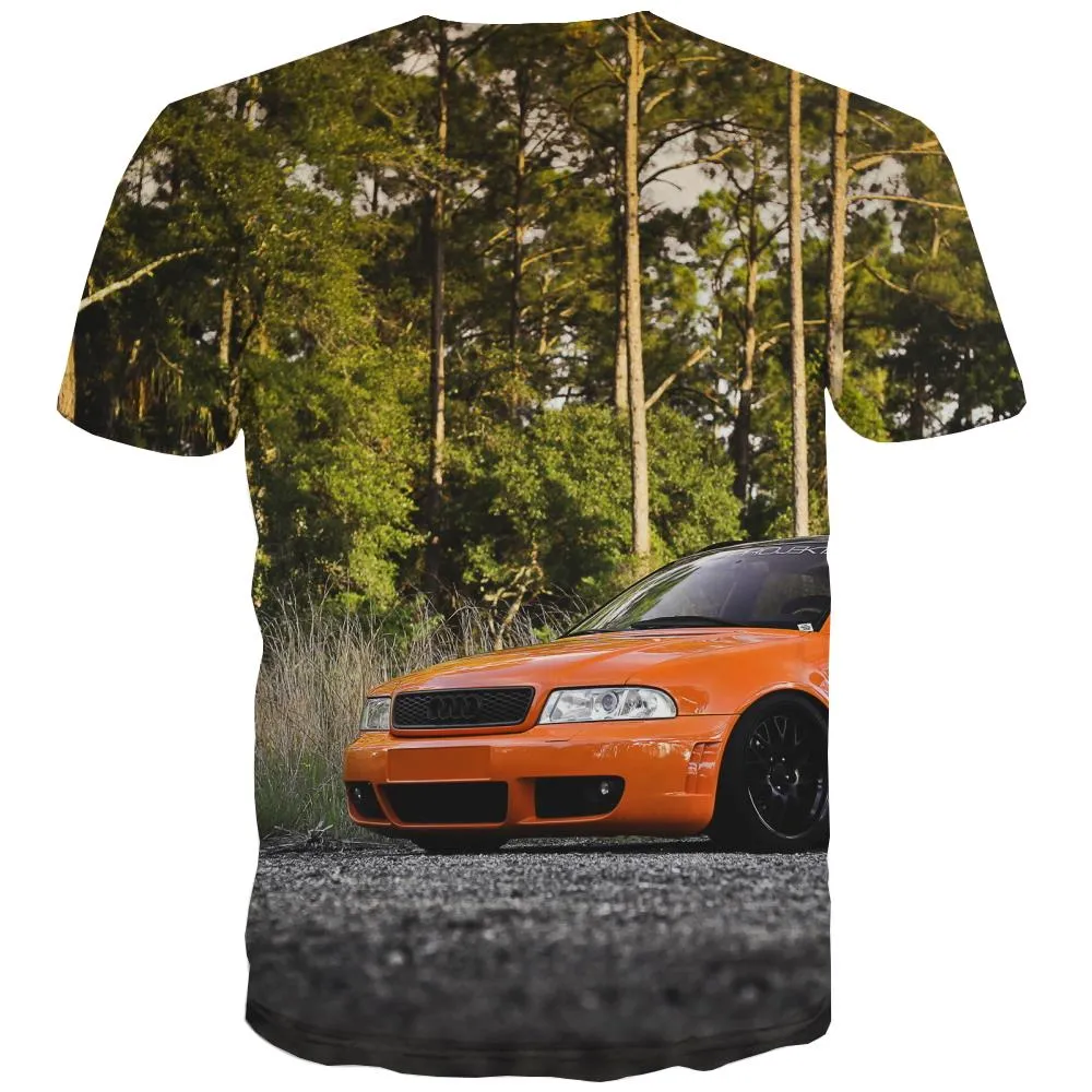 Racing Car T-shirt Men Metal Shirt Print City T shirts Funny Gray Tshirt Printed Retro T-shirts 3d