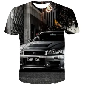 Racing Car T shirts Men Metal T-shirts 3d City Tshirts Novelty Gray T-shirts Graphic Retro Tshirts Cool