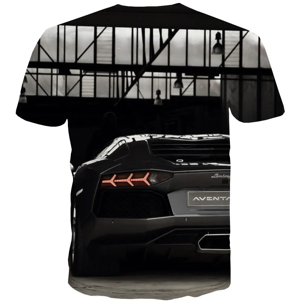 Racing Car T shirts Men Metal Tshirt Anime City Tshirts Cool Gray T-shirts Graphic Retro Tshirt Printed