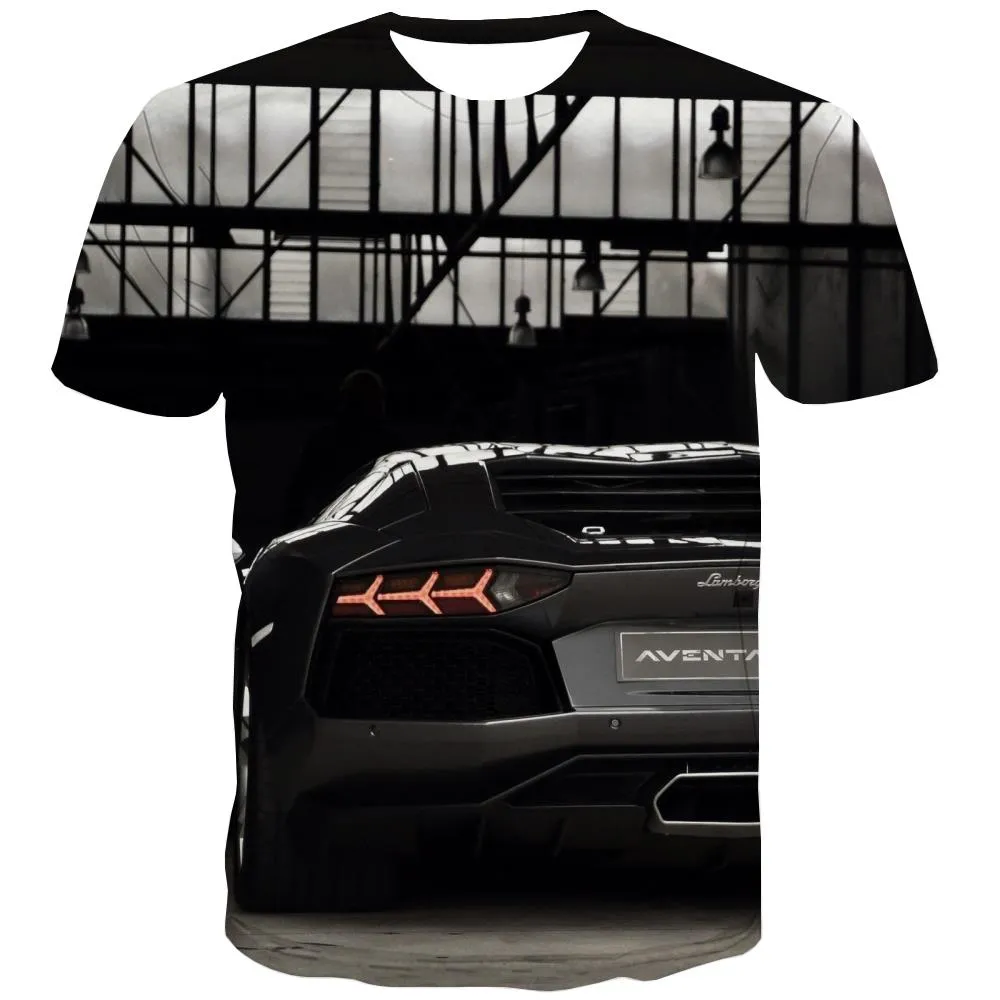 Racing Car T shirts Men Metal Tshirt Anime City Tshirts Cool Gray T-shirts Graphic Retro Tshirt Printed