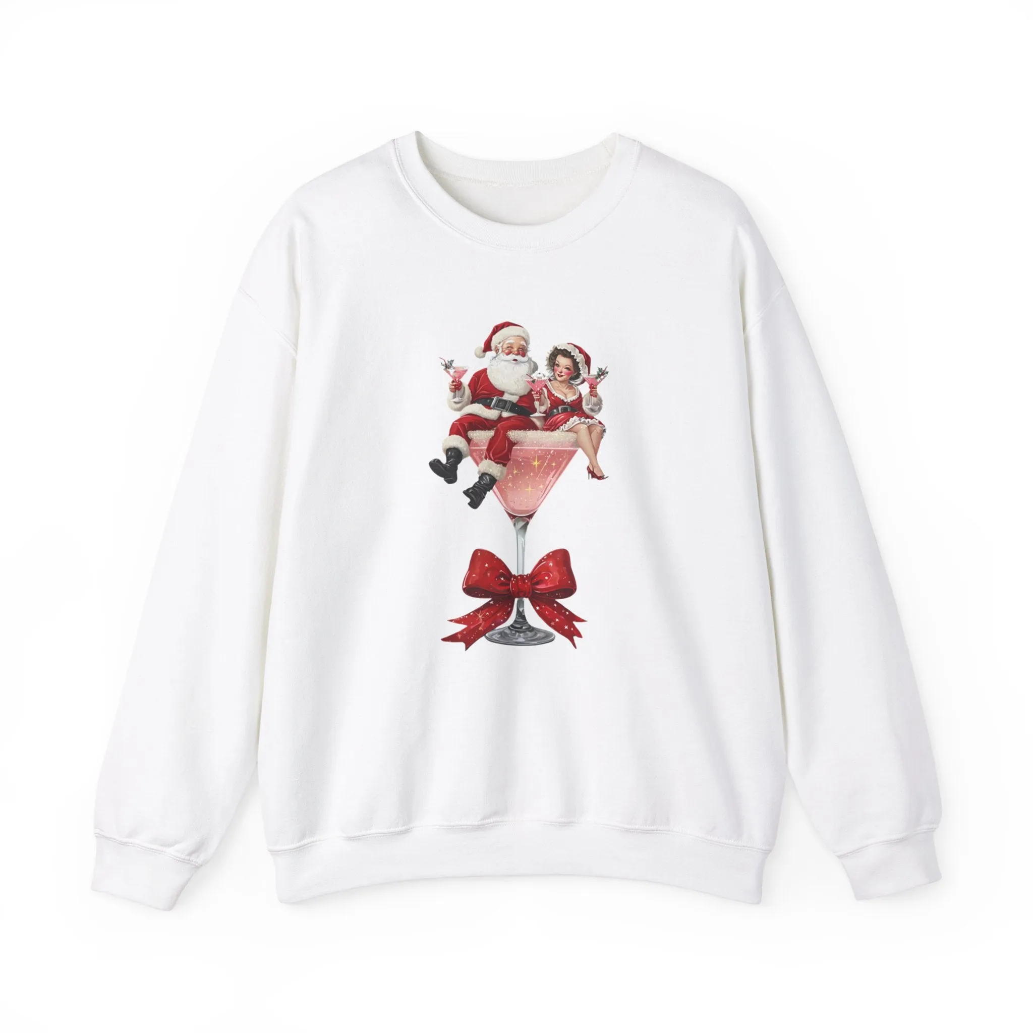 Santa and Mrs. Claus Christmas Martini Drink Sweatshirt