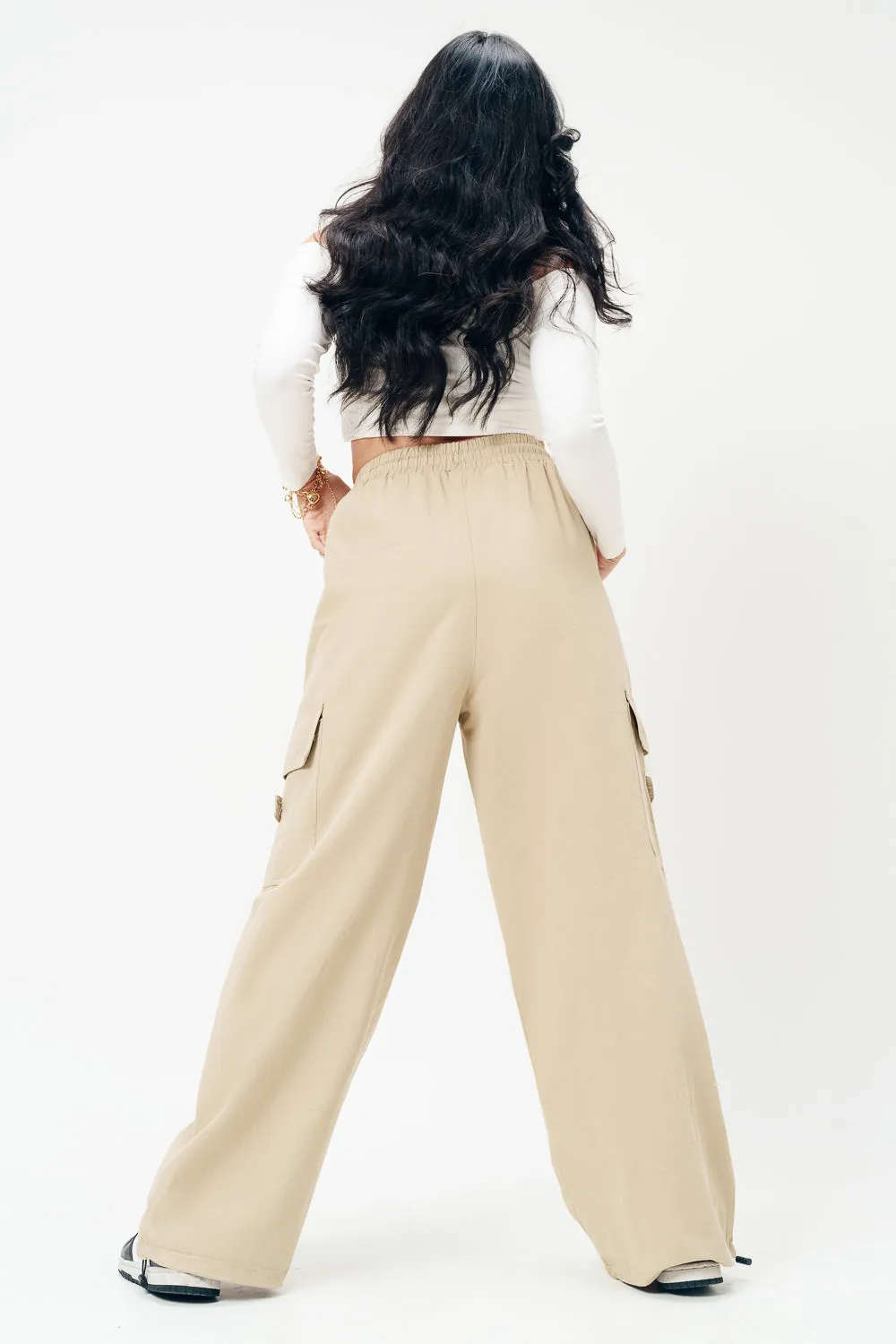 Shaker Beige Cargo Baggy Joggers