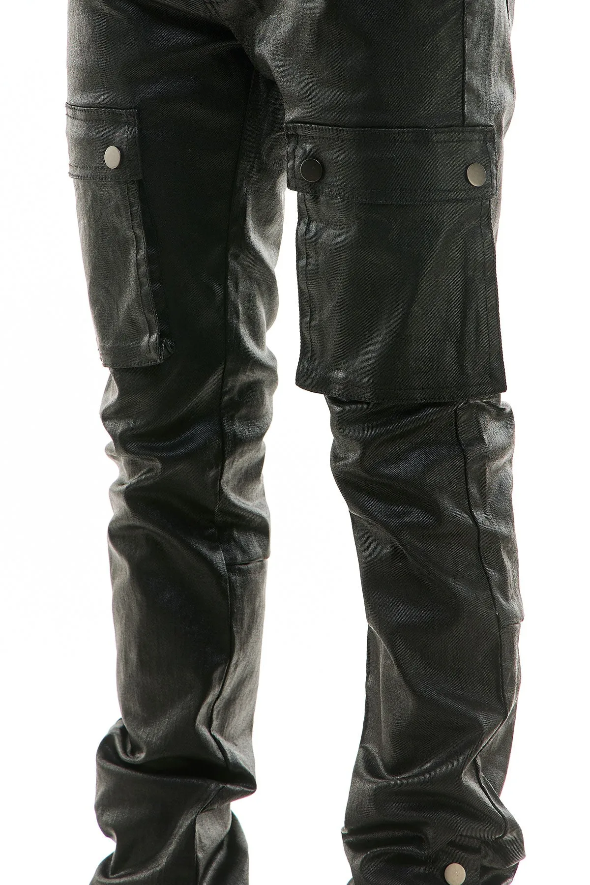 STACKED WAXED SNAP PANTS