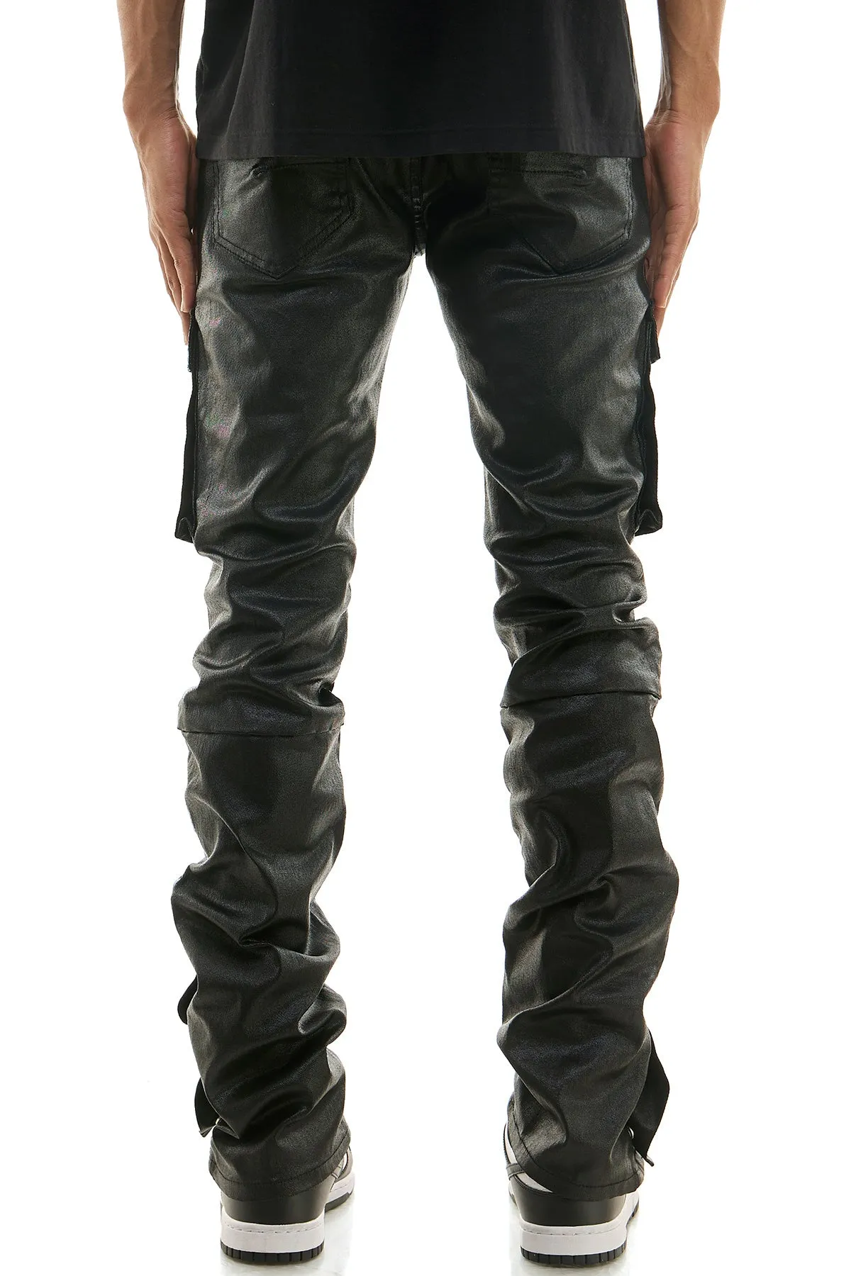 STACKED WAXED SNAP PANTS