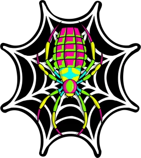 STICKER - Charlotte's Spider Web - Amp Up Your Wardrobe with an Trippy, Eye-Catching Fluorescent Thread Magic - 3"