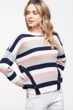 Striped Side Button Sweater