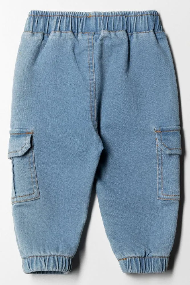 Styled Denim Jogger With Cargo Pockets Light Wash