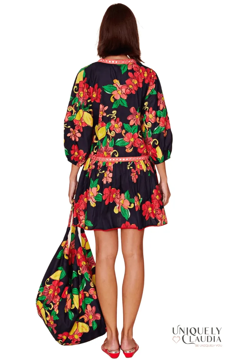 Susana Black Citrus Floral Sundress
