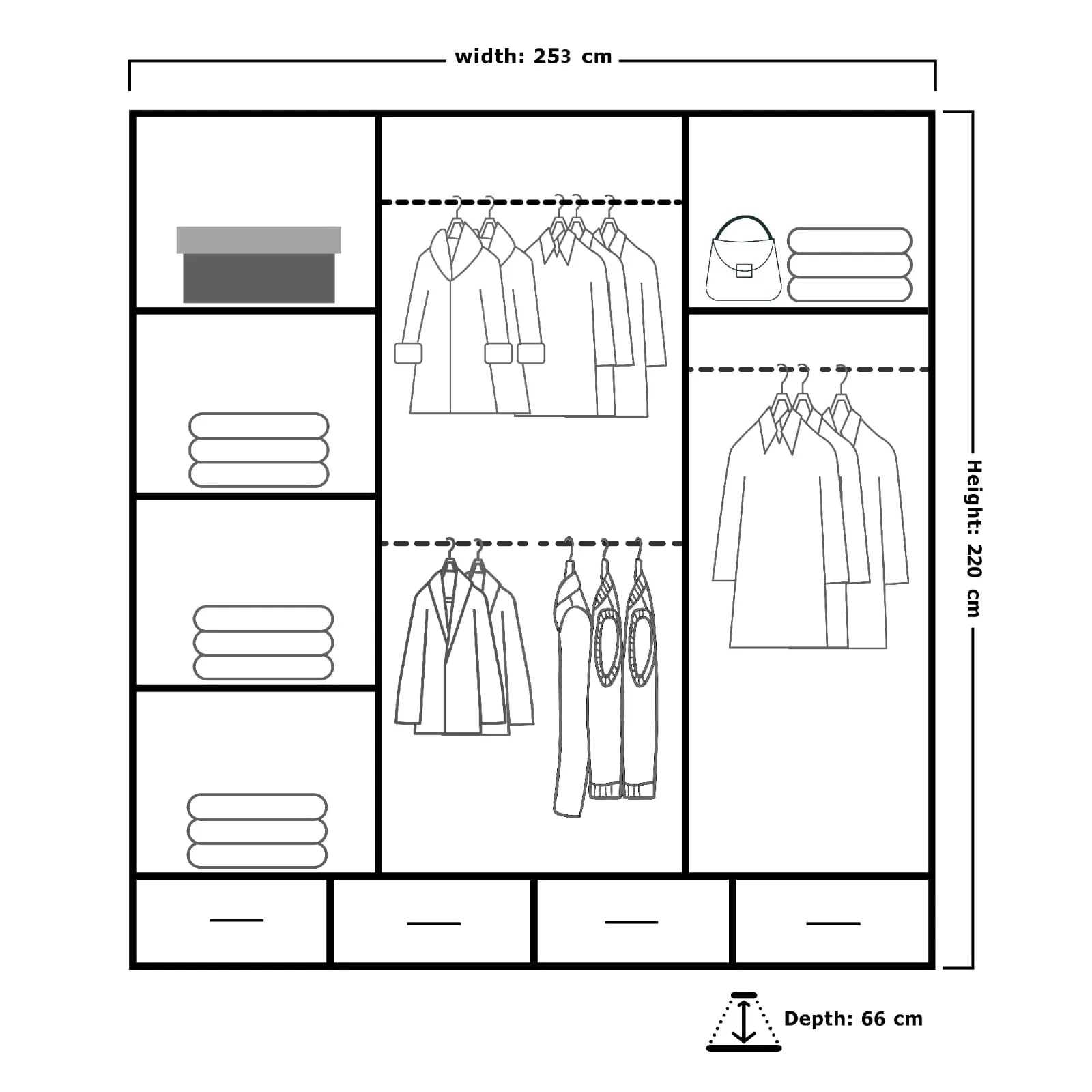 Sydney High Gloss Wardrobe - Stylish and Durable Storage Solution in Multiple Sizes and Colours
