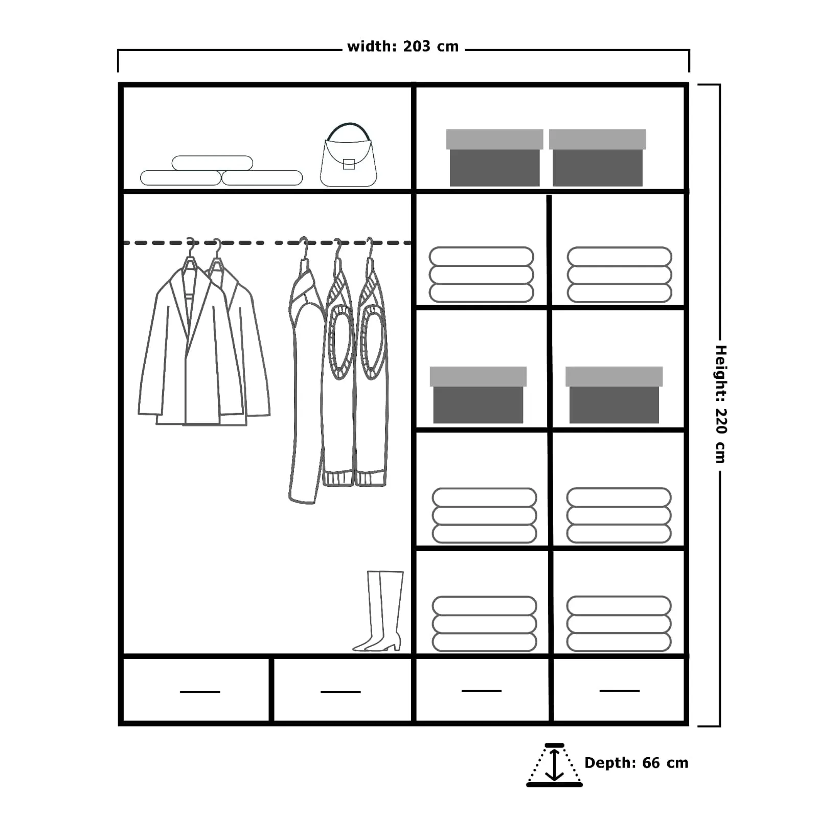 Sydney High Gloss Wardrobe - Stylish and Durable Storage Solution in Multiple Sizes and Colours