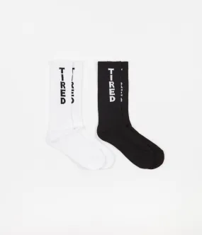Tired Tired Socks (2 Pack) - White / Black