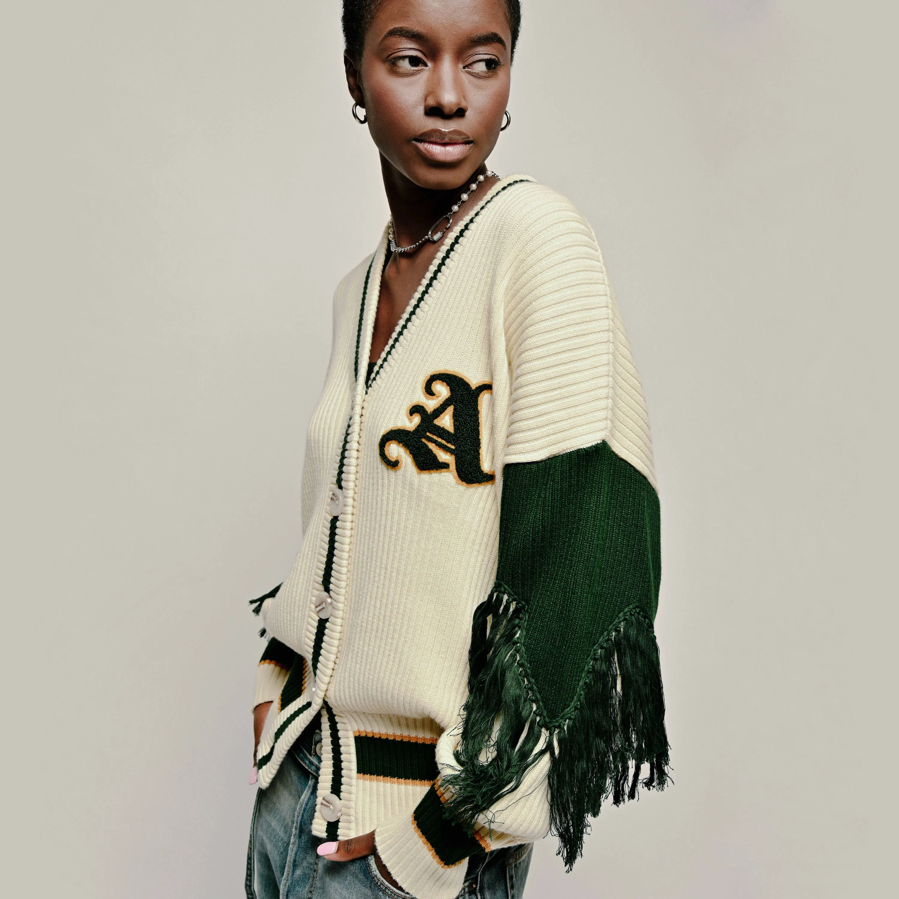 Varsity Cardigan Emerald Green