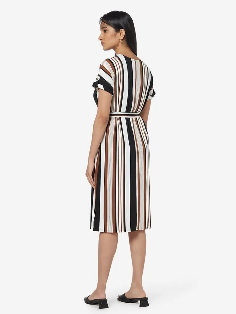 Wardrobe Tan Striped Tammy Dress With Belt