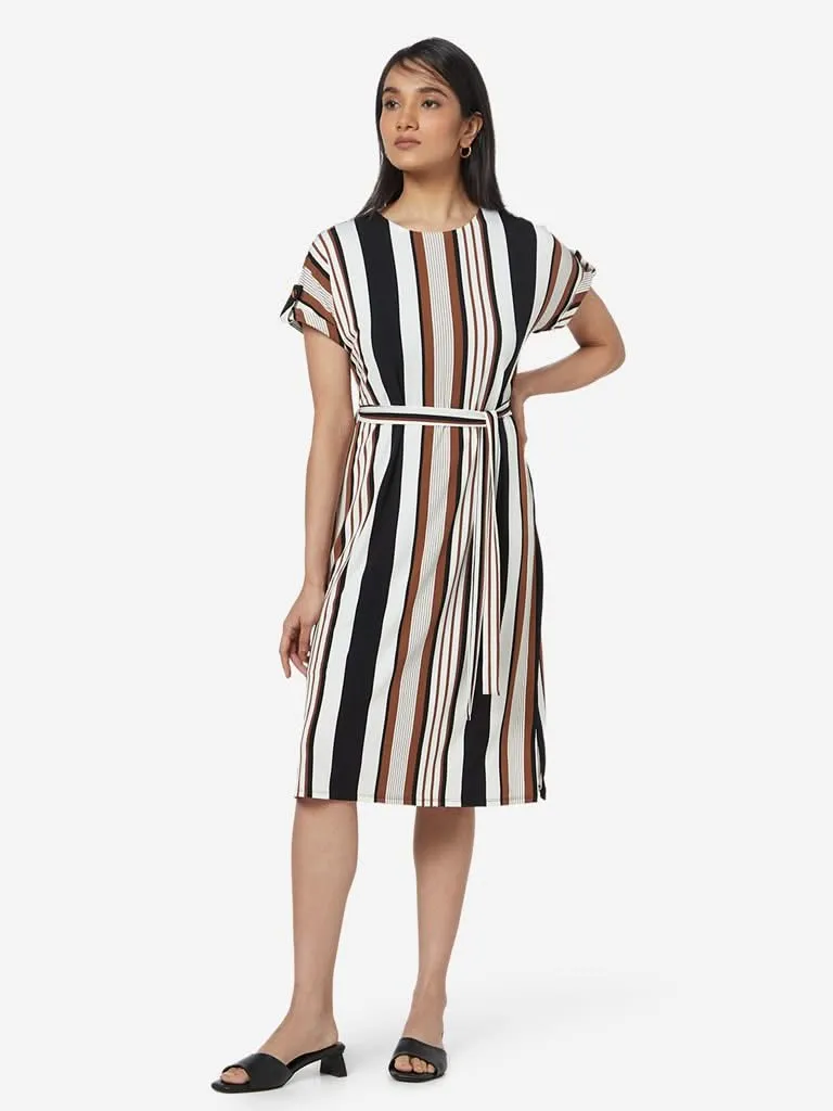 Wardrobe Tan Striped Tammy Dress With Belt