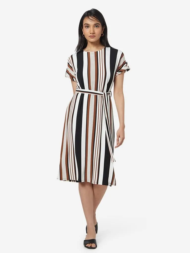 Wardrobe Tan Striped Tammy Dress With Belt