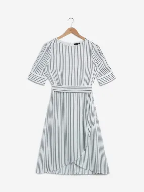 Wardrobe White Striped Dress with Belt