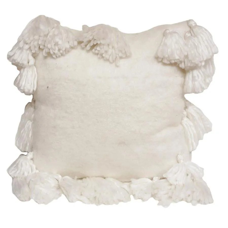 White Bell Tassel Cushion (50cm)