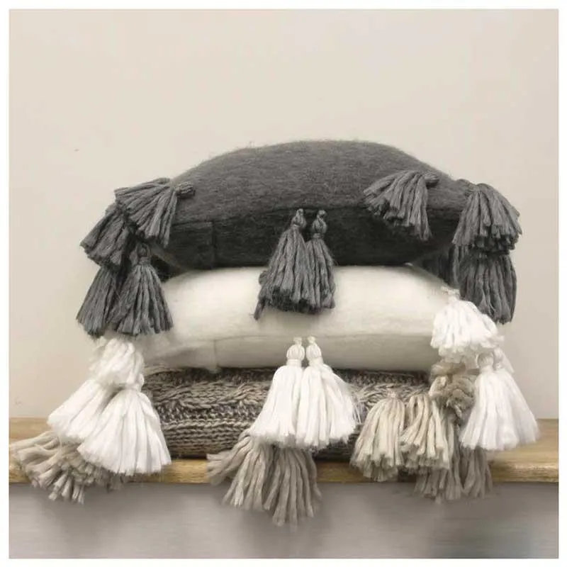 White Bell Tassel Cushion (50cm)
