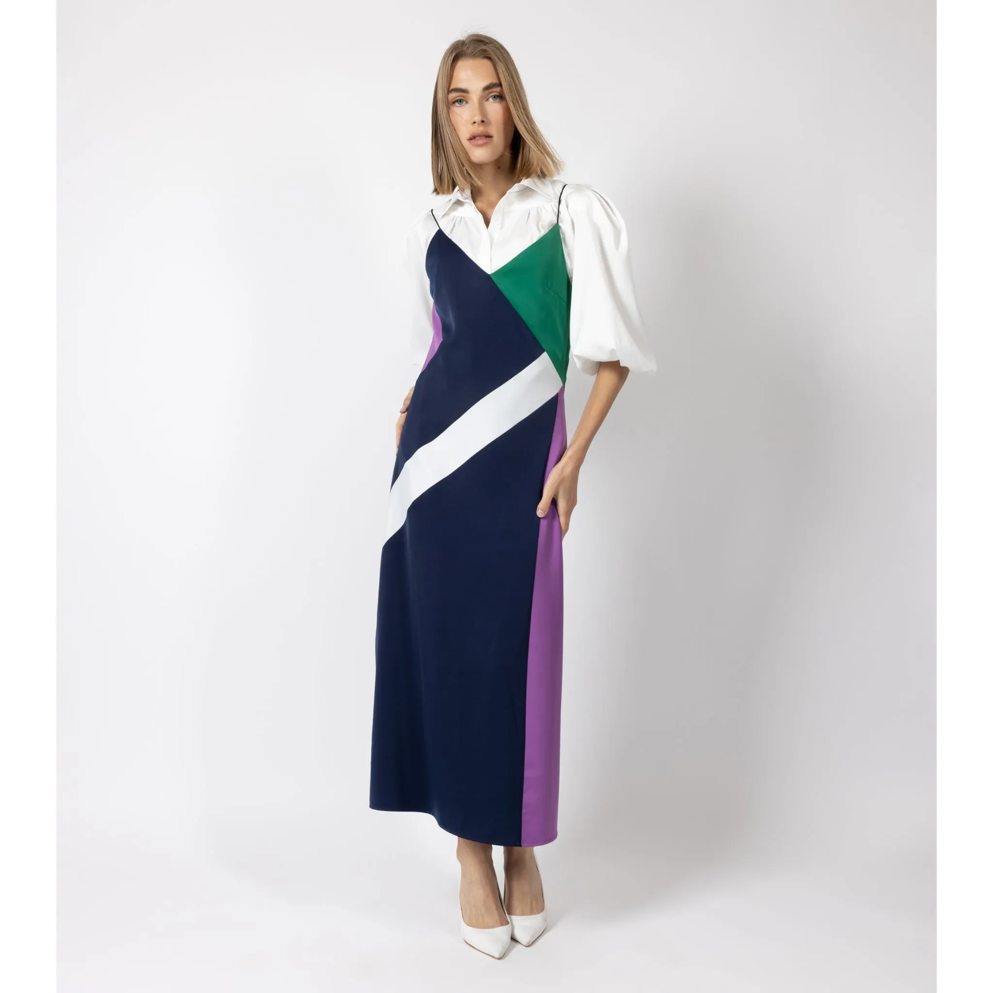 White Contrast Stitch Blouse