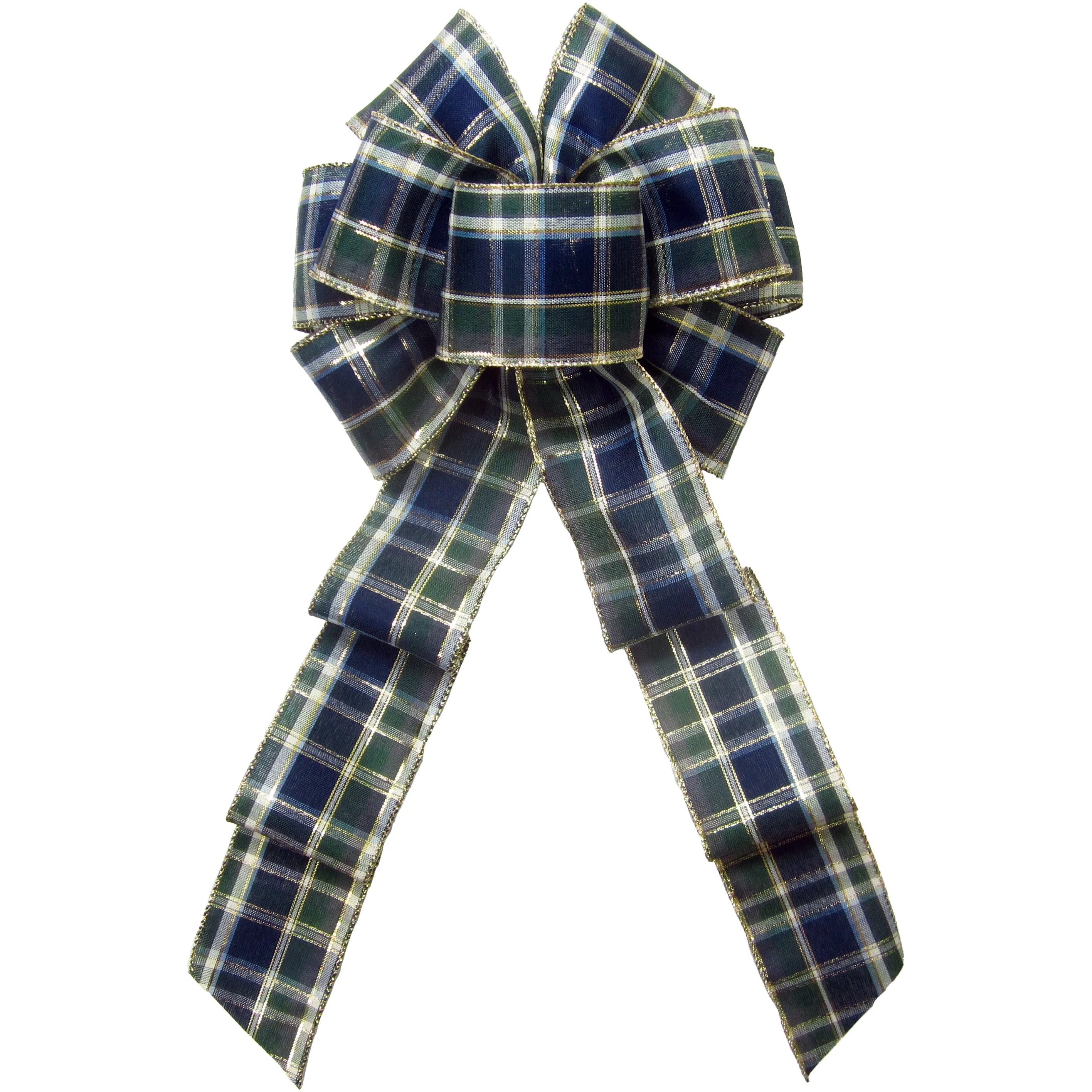 Wired Blueberry Plaid Christmas Bow (2.5"ribbon~8"Wx16"L)