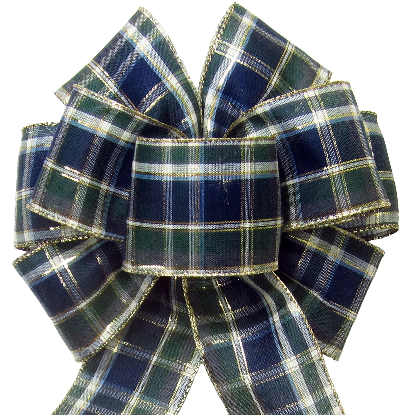 Wired Blueberry Plaid Christmas Bow (2.5"ribbon~8"Wx16"L)