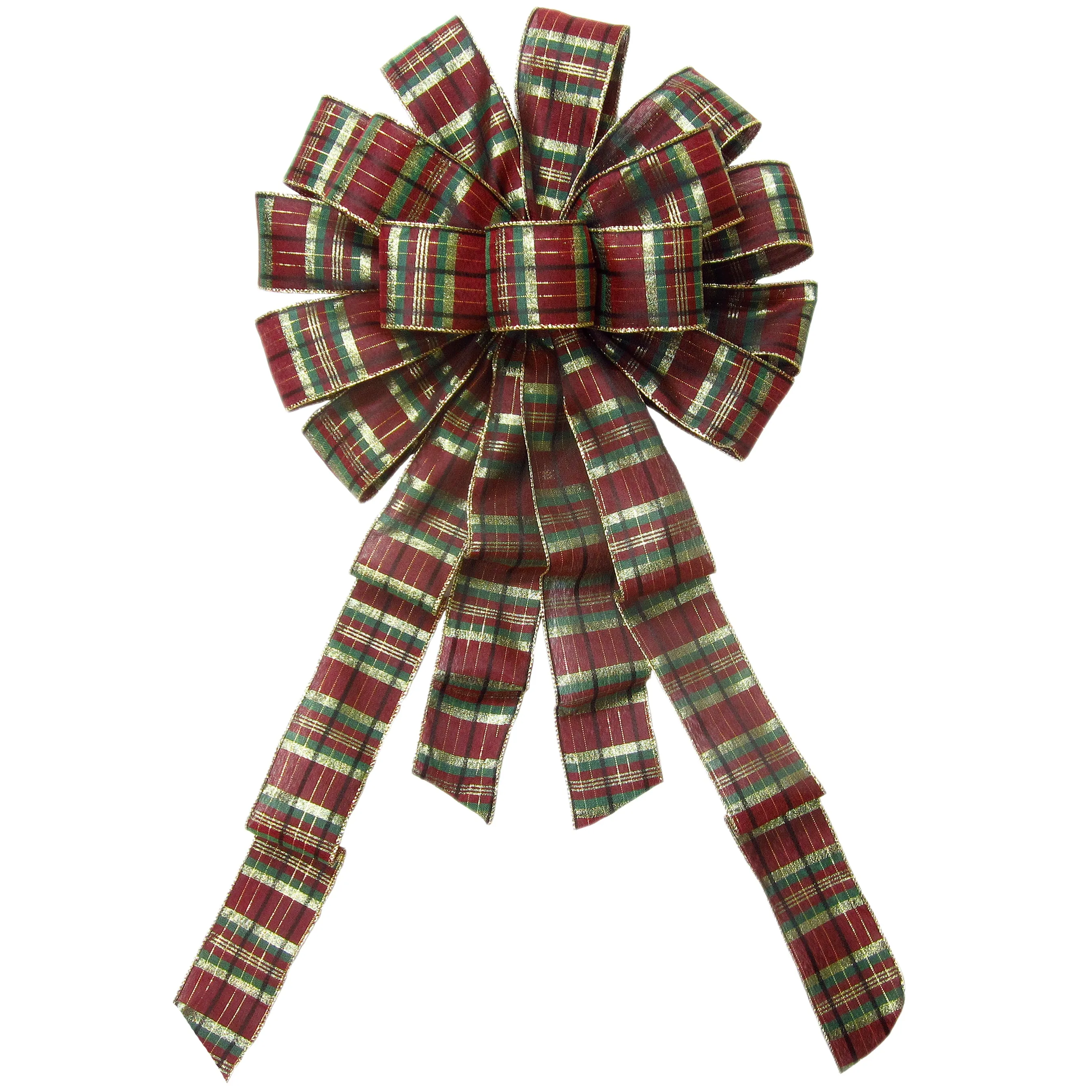Wired Burgundy Plaid Bow (2.5"ribbon~14"Wx24"L)