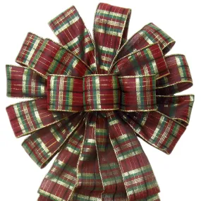 Wired Burgundy Plaid Bow (2.5"ribbon~14"Wx24"L)