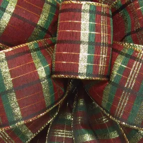 Wired Burgundy Plaid Ribbon (#40-2.5"Wx10Yards)