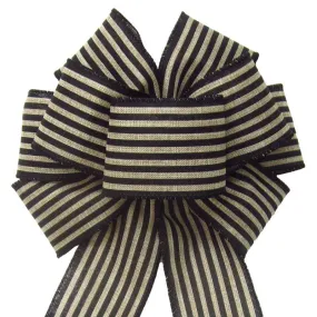 Wired Cabana Stripes Black & Natural Bow (2.5"ribbon~8"Wx16"L)