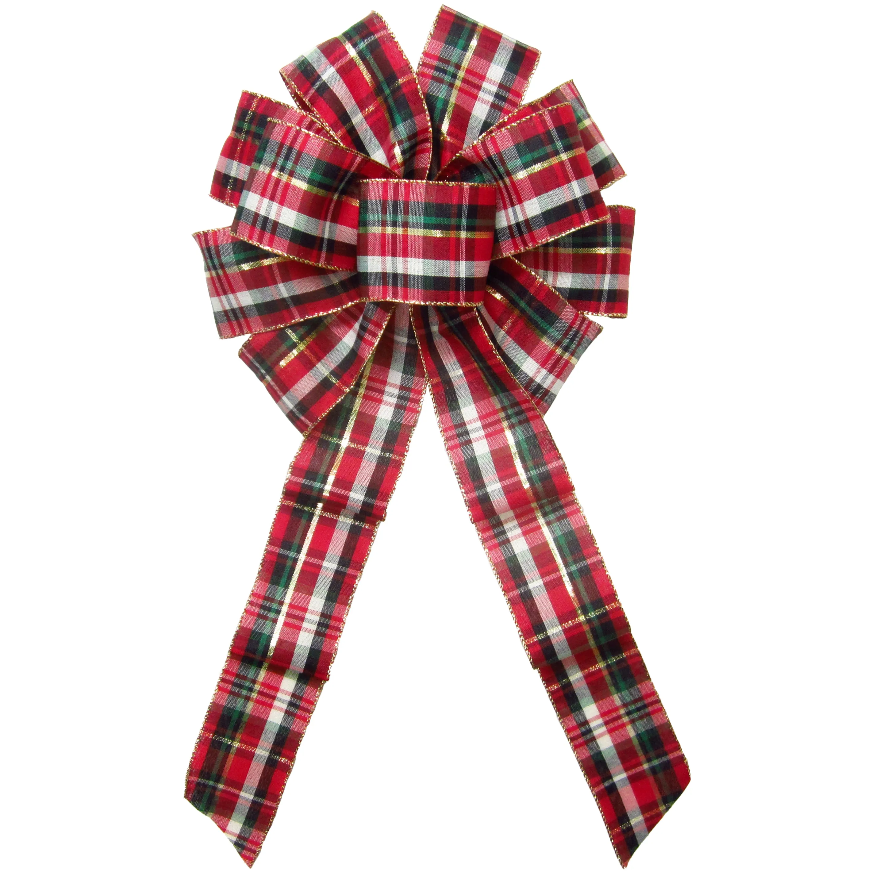 Wired Cranberry Plaid Christmas Bow (2.5"ribbon~10"Wx20"L)