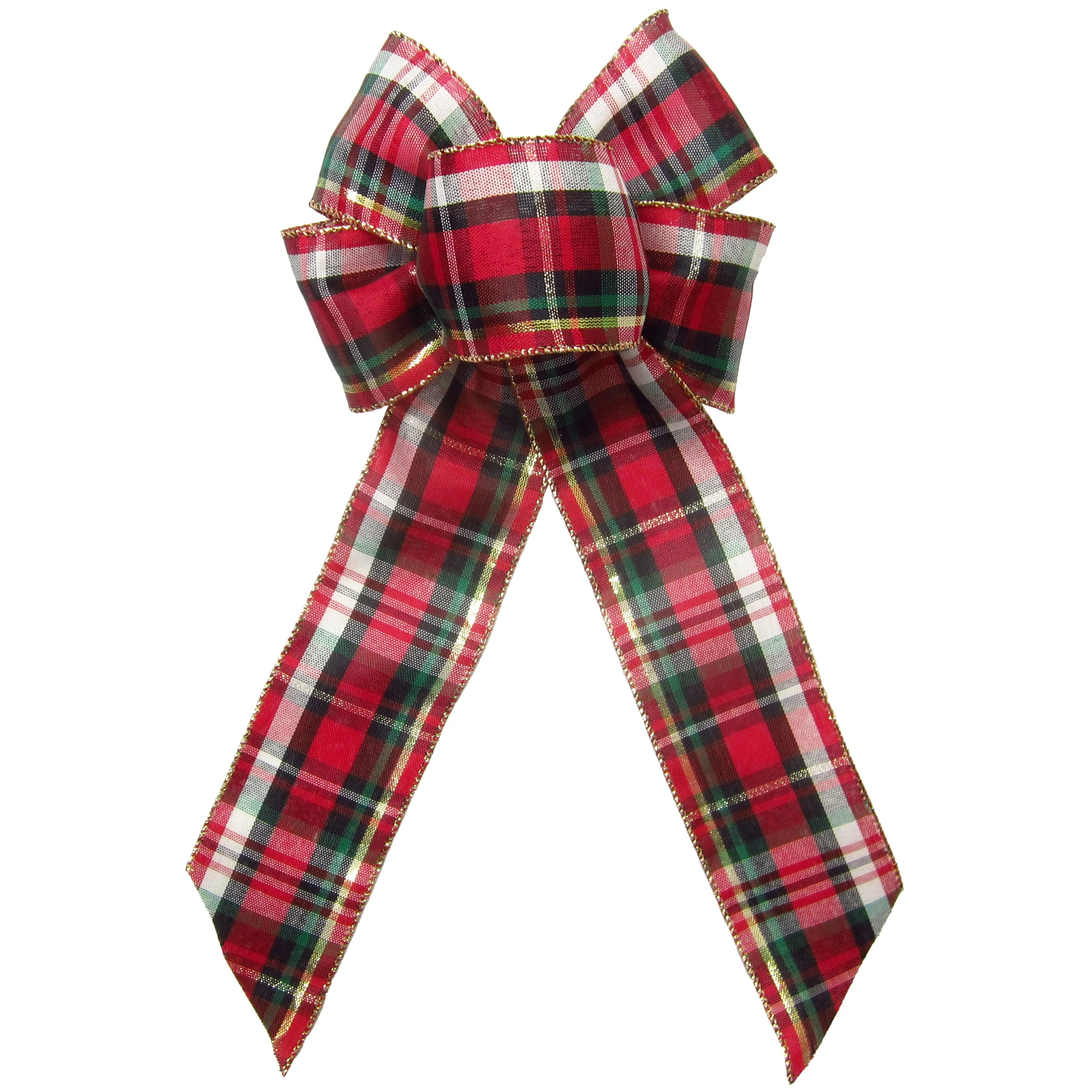 Wired Cranberry Plaid Christmas Bow (2.5"ribbon~6"Wx10"L)