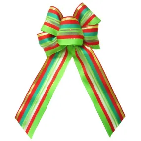 Wired Festive Deco Green Holiday Bow (2.5"ribbon~6"Wx10"L)