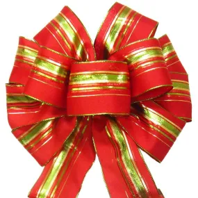 Wired Festive Deco Red Holiday Bow (2.5"ribbon~10"Wx20"L)