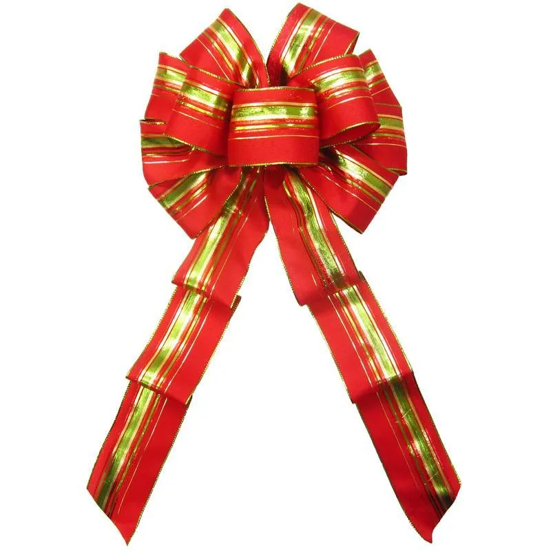 Wired Festive Deco Red Holiday Bow (2.5"ribbon~10"Wx20"L)
