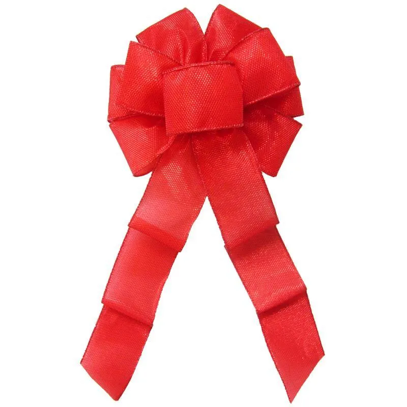 Wired Gleaming Bright Red Bow (2.5"ribbon~8"Wx16"L)