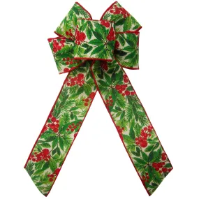 Wired Glitter Red Berry Forest Bow (2.5"ribbon~6"Wx10"L)
