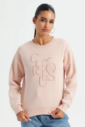 Women Pink Embroidered Sweatshirt