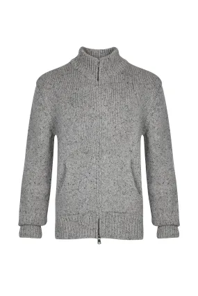 Zip Turtle Neck Donegal Cashmere Cardigan