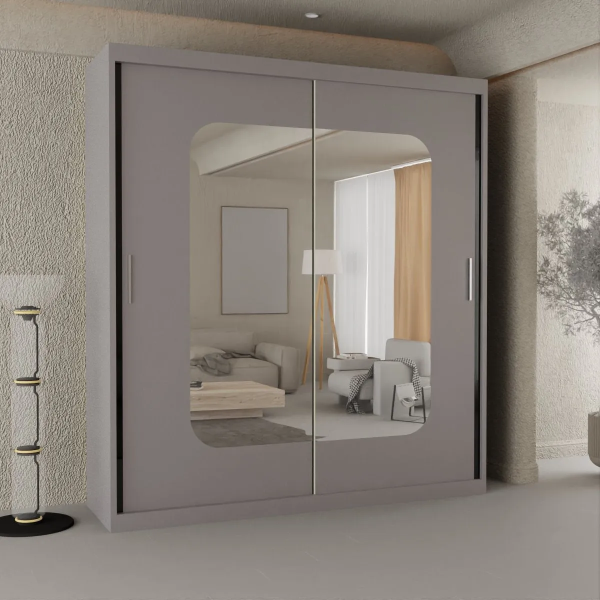 Zurish Stylish Sliding Mirror Door Wardrobe